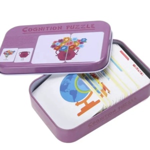 Joc cognitiv de asociere imagini Obiecte, in cutie metalica mov - Img 1