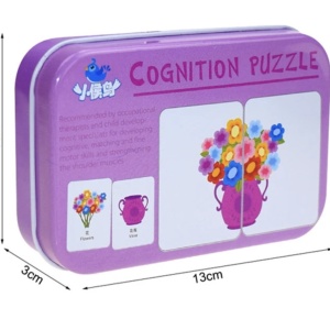 Joc cognitiv de asociere imagini Obiecte, in cutie metalica mov - Img 5