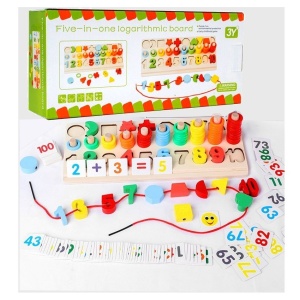 Joc logaritmic 5 in 1 din lemn - Img 2