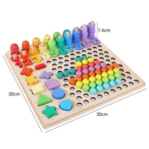 Joc Montessori 5 in 1 Logarithmic Plate Beads, din lemn - Img 4