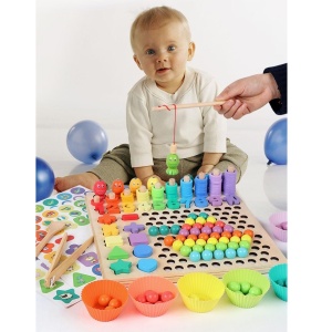 Joc Montessori 5 in 1 Logarithmic Plate Beads, din lemn - Img 8