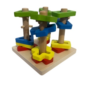Joc Montessori de indemanare cu 4 Coloane Sortatoare De Forme, Din Lemn - Img 7