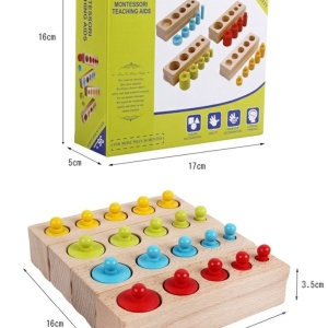 Joc Montessori de Invatare, 4 seturi cilindri color din lemn - Img 6