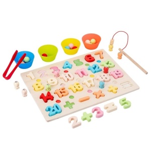 Joc tip Montessori 3 in 1, Fishing Beads, invata Cifrele si Matematica - Img 1