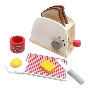 Jucarie din lemn Toaster, prajitor de paine, alb - Img 1