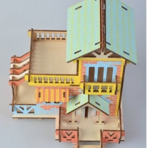 Macheta 3D din lemn Cabana multicolora, 73 piese - Img 2