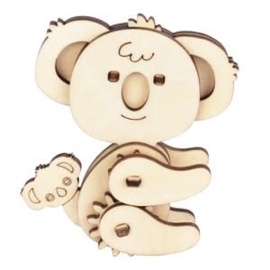 Macheta 3D din lemn Ursuletul Koala, 22 piese cu sistem de roti zimtate - Img 1