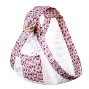 Marsupiu wrap, sling cu inele, pentru bebelusi, roz plasa - Img 12