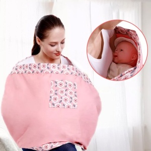 Marsupiu wrap, sling cu inele, pentru bebelusi, roz - Img 7