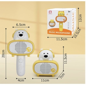 Microfon karaoke cu telecomanda, Bluetooth si incarcator cablu USB - Ursuletul alb - Img 6