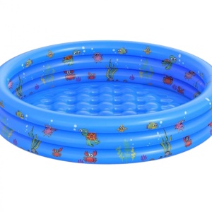 Piscina gonflabila cu podea gonflabila, trei inele albastru, 130 cm - Img 1