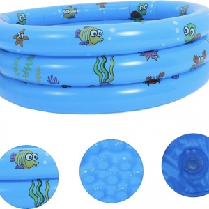 Piscina gonflabila cu podea gonflabila, trei inele albastru, 130 cm - Img 2
