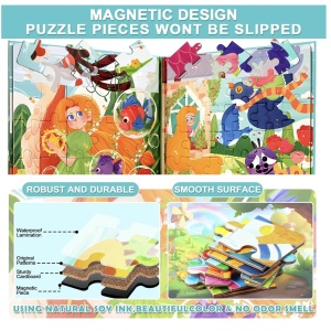 Set 4 puzzle-uri magnetice din lemn – Printesa Elfica, Montessori - Img 6