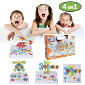 Set constructie copii cu 237 piese si bormasina cu baterii - Img 12
