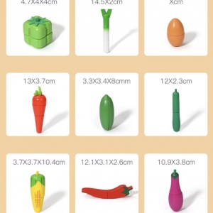 Set Cutie de tip Cos cu Tocator și Legume, cu stickere, din Lemn - Img 2