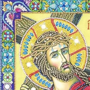 Tablou cu Diamante R8066 Iisus Hristos cara Crucea, cu Umplere partiala, cu rama, 30x40 cm - Img 3