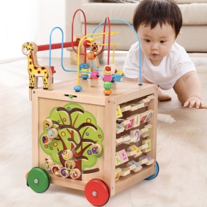 Antemergator Montessori 6 in 1 Girafa – Cub Educativ, Antepremergator si Centru de Activitati - Img 2