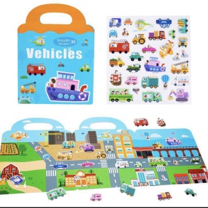 Carte magnetica cu 30 stickere reutilizabile, Vehicule in Oras - Img 3