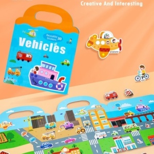 Carte magnetica cu 30 stickere reutilizabile, Vehicule in Oras - Img 5
