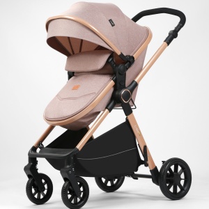 Carucior 2 in 1, F7 Crem, reversibil, pliabil compact, suspensii duble - Img 4