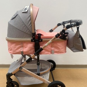 Carucior 3 in 1, reversibil, cu suspensii, reversibil, compact, T2 New, roz cu gri - Img 11