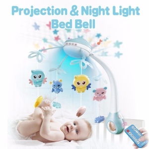 Carusel cu 516 sunete, telecomanda si proiectii Bufnita Inteleapta - bleu pastel - Img 2