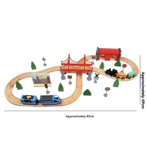 Circuit Montessori cu 2 Trenulete Magnetice, 54 piese, din lemn - Img 3