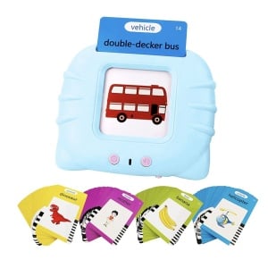 Cititor interactiv cu 112 carduri educative – Jucarie de invatare copii mici, bleu - Img 1