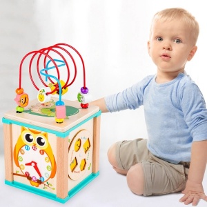 Cub multifunctional 5 in 1, cu labirint de bile - Bufnita - Img 3
