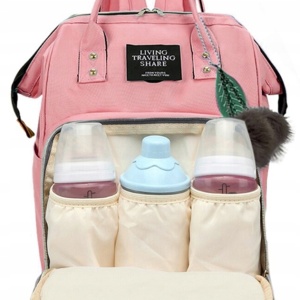 Geanta rucsac Living Share pentru mamicile de bebelusi, roz - Img 6