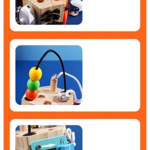Joc Cub Busy Board cu 14 activitati, multifunctional, din lemn - Img 12