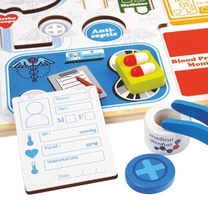 Joc lemn puzzle incastru si de sortat instrumentele de Doctor - Img 2