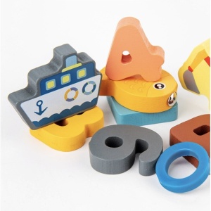 Joc Logarithmic Montessori 7 in 1, cu cifre, forme si vehicule, din lemn - Img 9