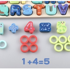 Joc Logarithmic Montessori 7 in 1, cu cifre, forme si vehicule, din lemn - Img 15