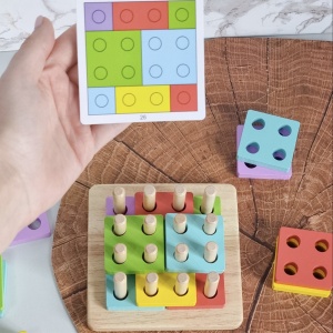 Joc Montessori Coloane sortatoare Full Pastel cu 20 carduri - Img 3