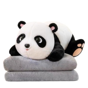 Jucarie de plus si perna cu patura gri inclusa, Panda - Img 1