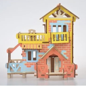 Macheta 3D din lemn Cabana multicolora, 73 piese - Img 4