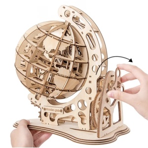 Macheta 3D din lemn Globul Pamantesc, cu sistem mecanic de rotire, 172 piese - Img 3
