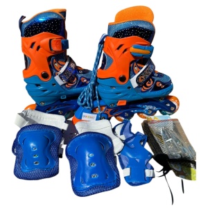 Role copii MY-918TDS, 31-34 albastru S, 4 roti, 3 in 1, cu accesorii de protectie, masuri reglabile - Img 4