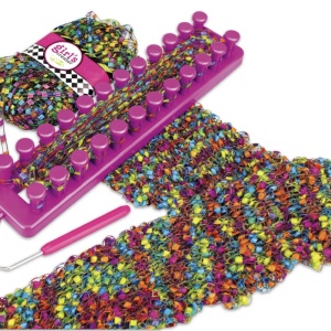 Set creatie de tricotat, cu aparat gherghef cu 2 randuri, esarfa multicolora - Img 8