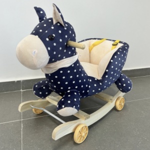 Unicornul Bleumarin cu buline din plus, Balansoar si cu Roti - Img 3