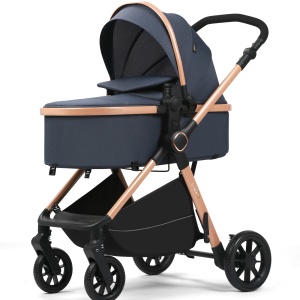 Carucior 2 in 1, F7 Albastru, reversibil, pliabil compact, suspensii duble - Img 2