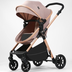 Carucior 2 in 1, F7 Crem, reversibil, pliabil compact, suspensii duble - Img 5