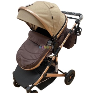 Carucior 2 in 1, reversibil, cu suspensii, T7 crem - L-Sun - Img 5