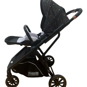 Carucior reversibil pliabil, cu husa picioare, 0-36 luni, C7 Negru cu auriu - Img 9