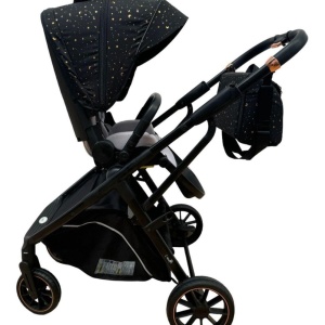 Carucior reversibil pliabil, cu husa picioare, 0-36 luni, C7 Negru cu auriu - Img 13