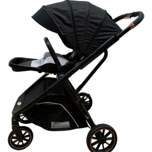Carucior reversibil pliabil, cu husa picioare, 0-36 luni, C7 Negru - Img 5