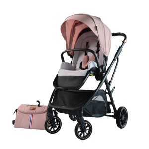 Carucior reversibil pliabil, cu husa picioare, 0-36 luni, C7 Roz - Img 1