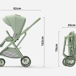 Carucior reversibil pliabil, cu husa picioare, 0-36 luni, C7 Verde - Img 22