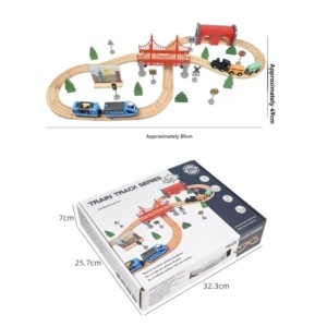 Circuit Montessori cu 2 Trenulete Magnetice, 54 piese, din lemn - Img 4
